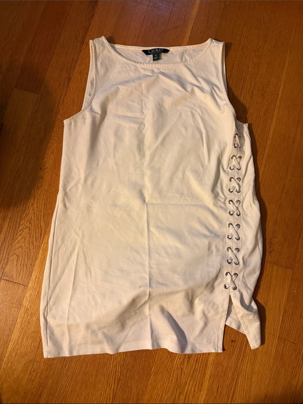 Ralph Lauren White Sleeveless Tank with Lace-Up Side